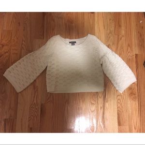 White cropped sweater with textural details